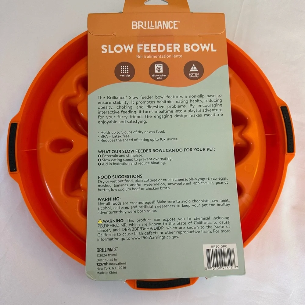 Brilliance Orange Slow Feeder Dog Bowl